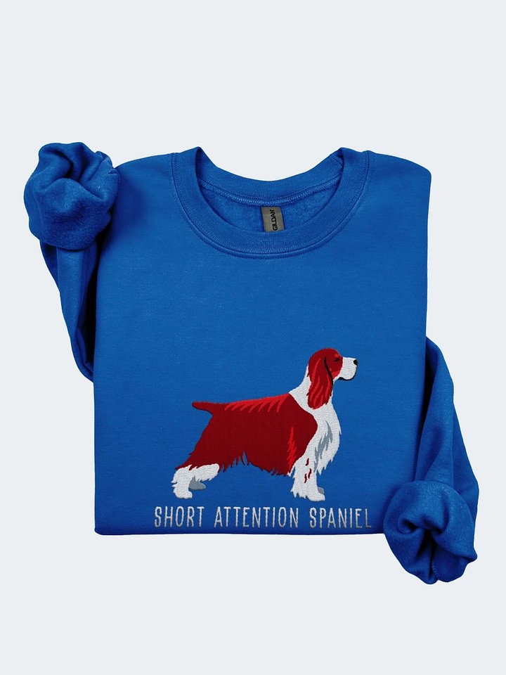 Short Attention Spaniel Sweatshirt (Embroidered) of an English Springer Spaniel(Liver Tricolor, Show Type) product image (1)