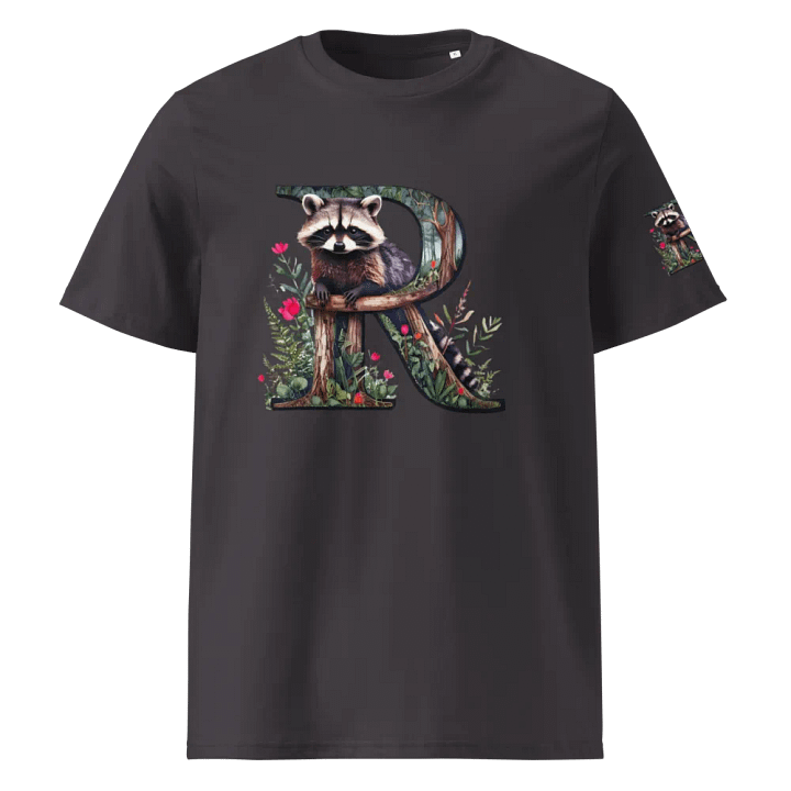 Nature-Inspired Raccoon Letter Organic T-Shirt product image (5)