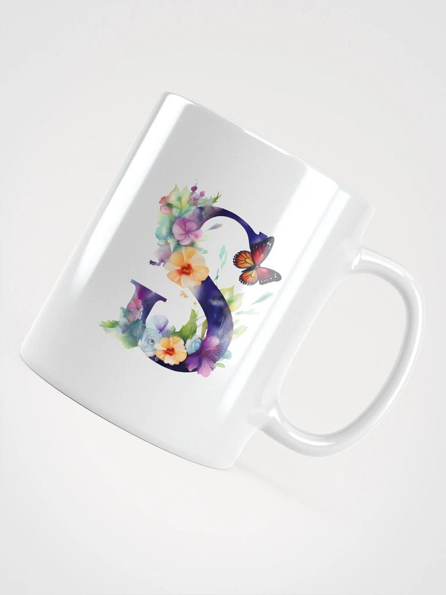 Letter S Monogram Floral Fantasy White Glossy Mug product image (12)