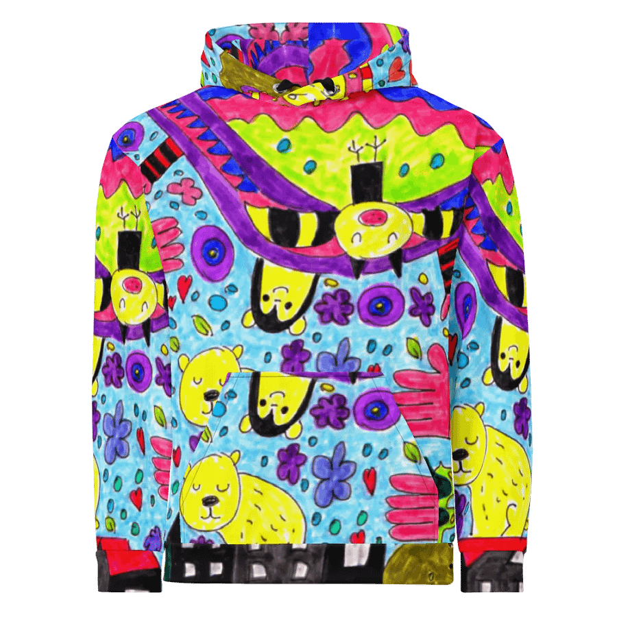 Abstract Vibrant Doodle Characters Unisex All Over Print Hoodie product image (4)