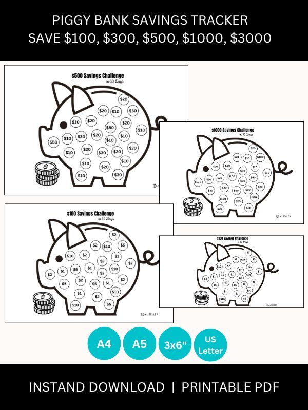Piggy Bank Savings Tracker Bundle product image (1)