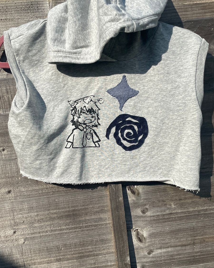 smidge print cropped vest hoodie product image (2)