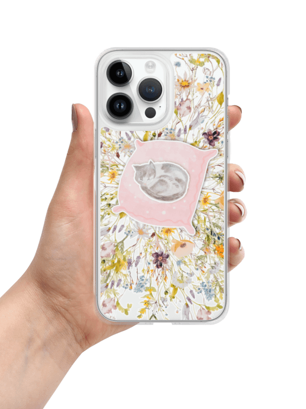 Sleeping Cat Floral iPhone Clear Case product image (285)
