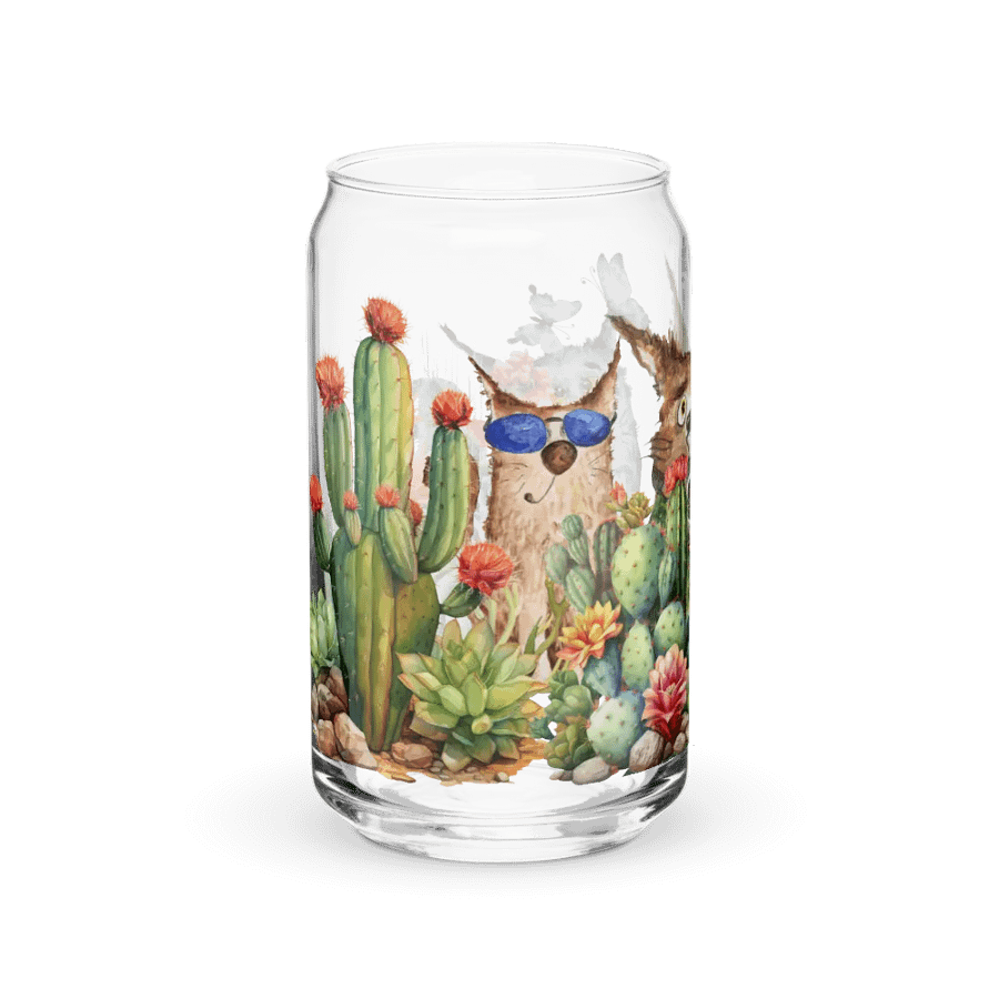 Desert Bloom: A Tale of Resilience Glass Can | 16 oz Friendship Blossoms Drinkware product image (10)
