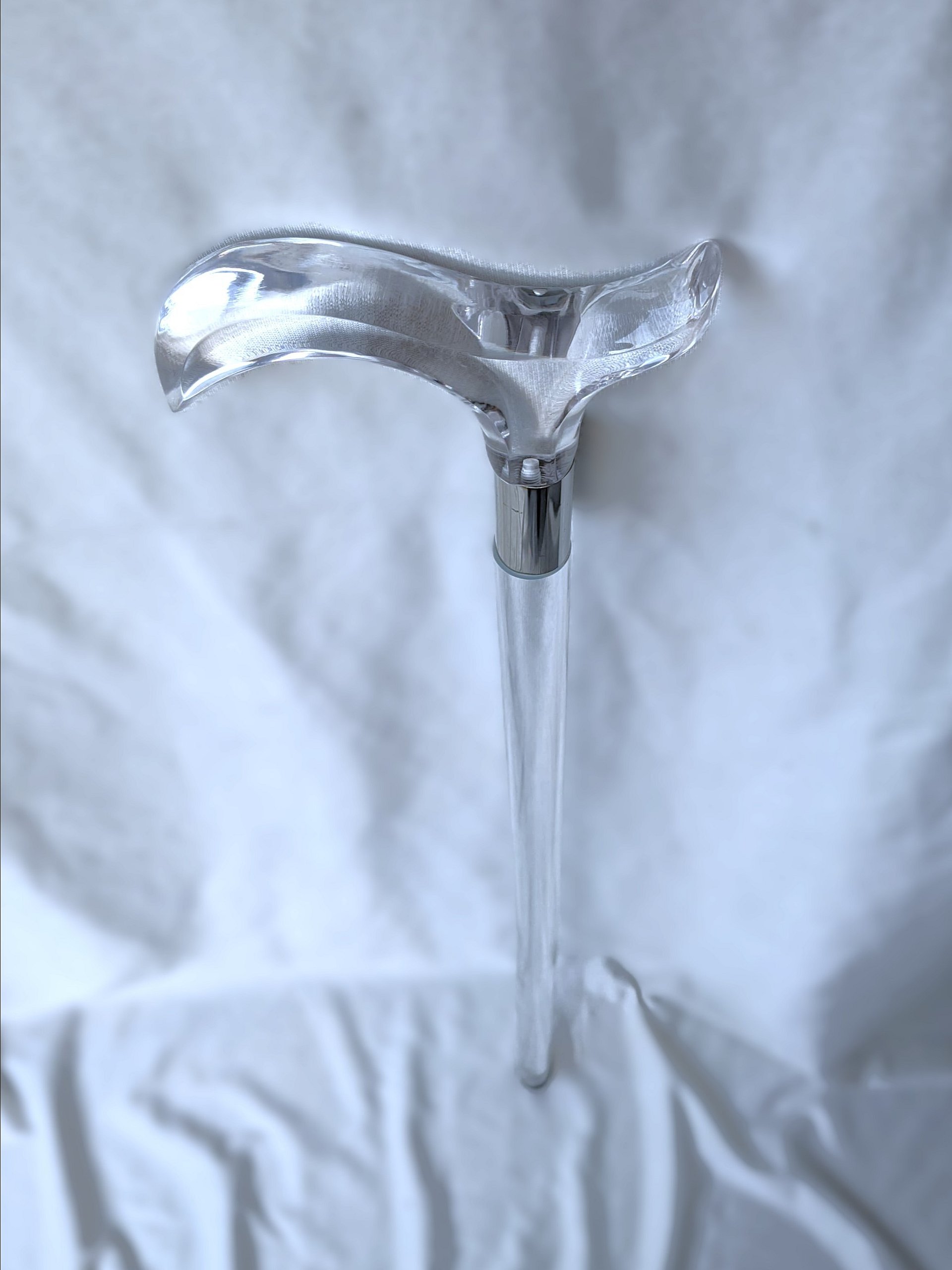Derby Handle Clear Acrylic Walking Cane – Stylish Invisible & Ergonomic Mobility Aid for Men and Women Modern Handcrafted Stick product image (3)