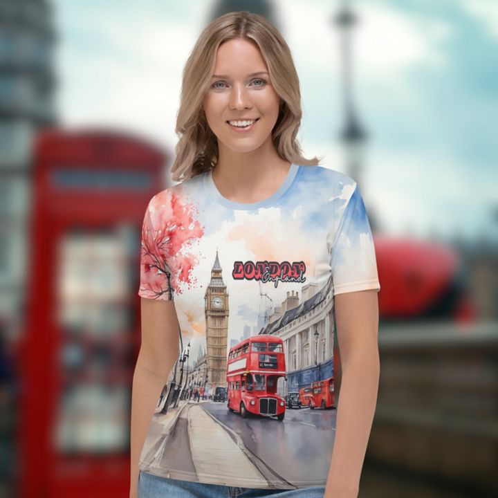 London England Watercolor All Over Print T-shirt product image (1)