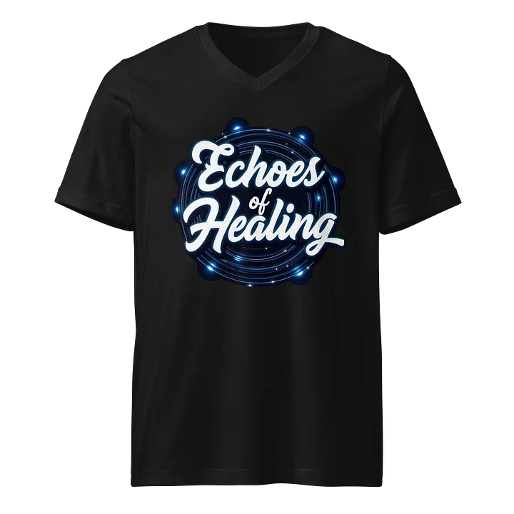 Glowing Script V-Neck Tee: Echoes of Healing product image (1)