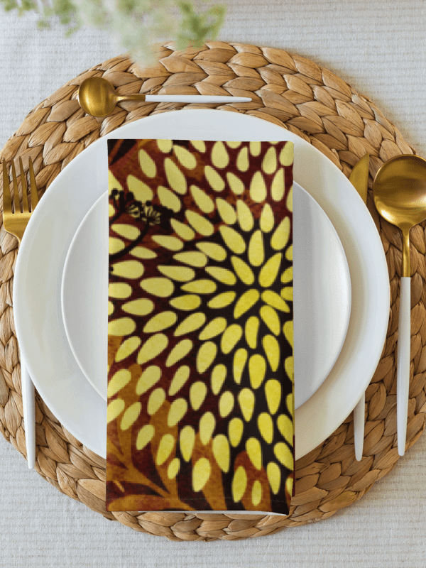 Watercolor Florals Yellow Brown Cloth Napkins 4pcs product image (5)