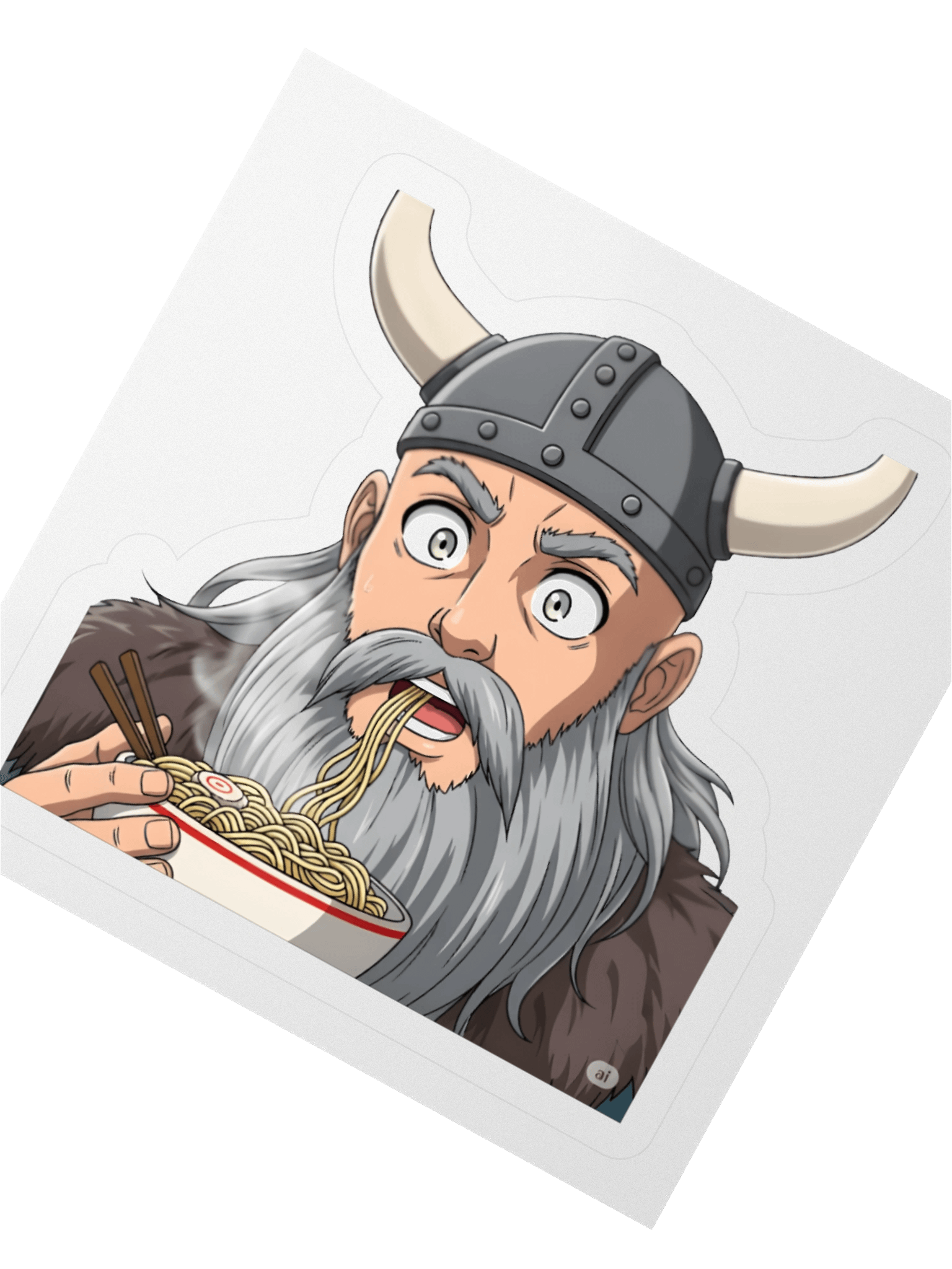Noodle-Eating Viking Kiss Cut Stickers product image (3)