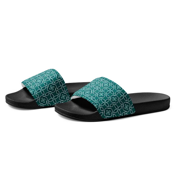 Teal Floral Geometric Women's Slides product image (2)