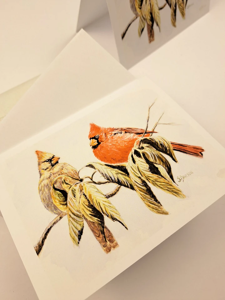 Wildlife Art Greeting Card - Cardinals - Shipping Included product image (1)