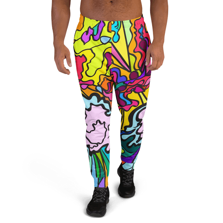 Vibrant Abstract Men's Joggers - Wave at Sunset product image (2)