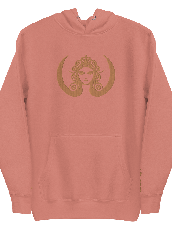 CIRCEMOON Rose Quartz Hoodie with Gold Goddess Emblem - pink product image (1)