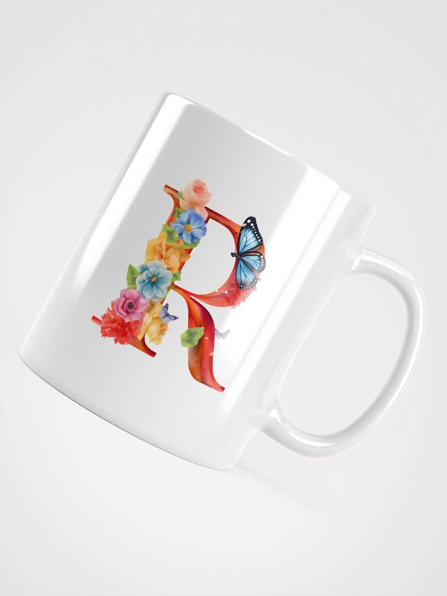 Letter R Monogram Floral Fantasy White Glossy Mug product image (10)