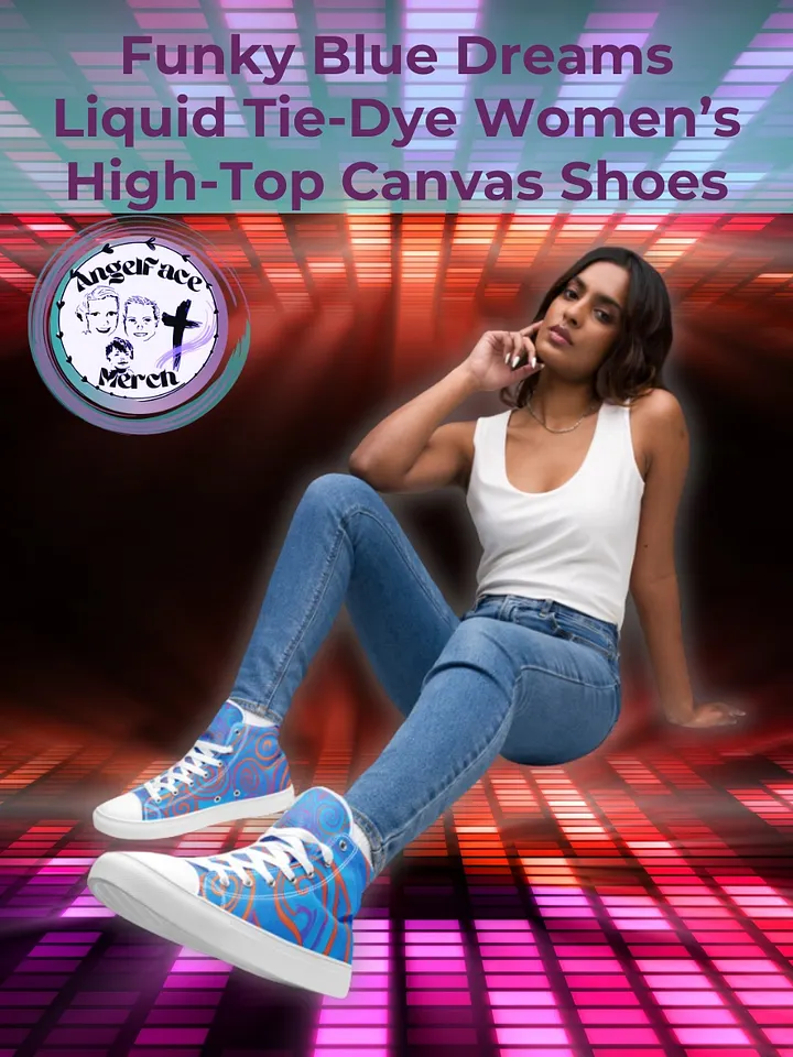 Funky Blue Dreams Liquid Tie-Dye Women's High-Top Canvas Shoes product image (1)