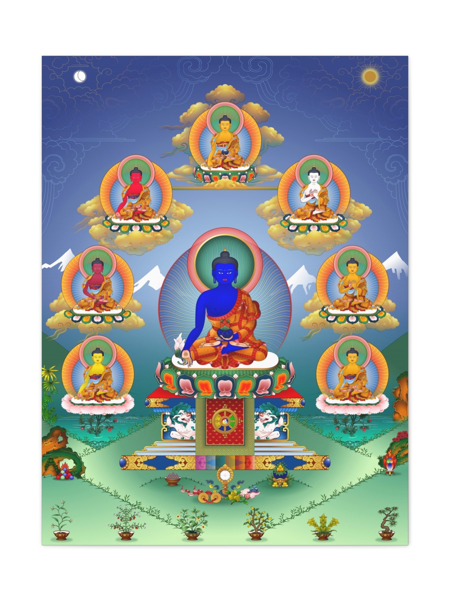 Eight Medicine Buddhas thangka canvas print product image (1)