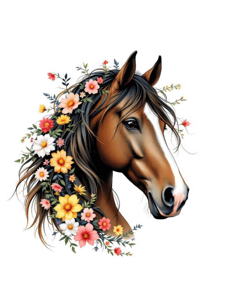 30 Floral Horse Clipart Designs, Cute Horse Clipart, Whimsical Horse Illustrations, Floral Horse Graphics, Elegant Animal Illustrations product image (3)