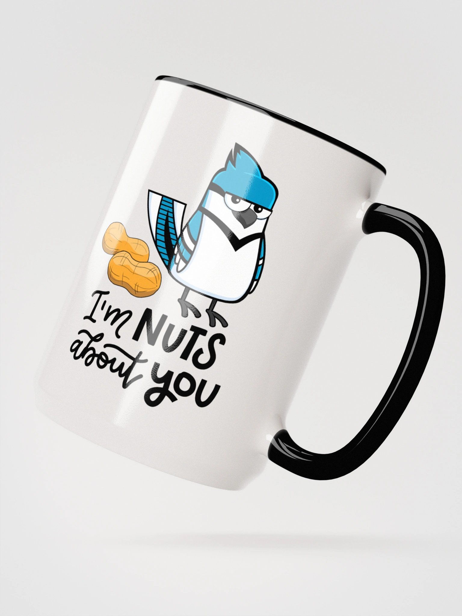 "Nuts About You" Blue Jay Bird Coffee / Tea Mug product image (3)