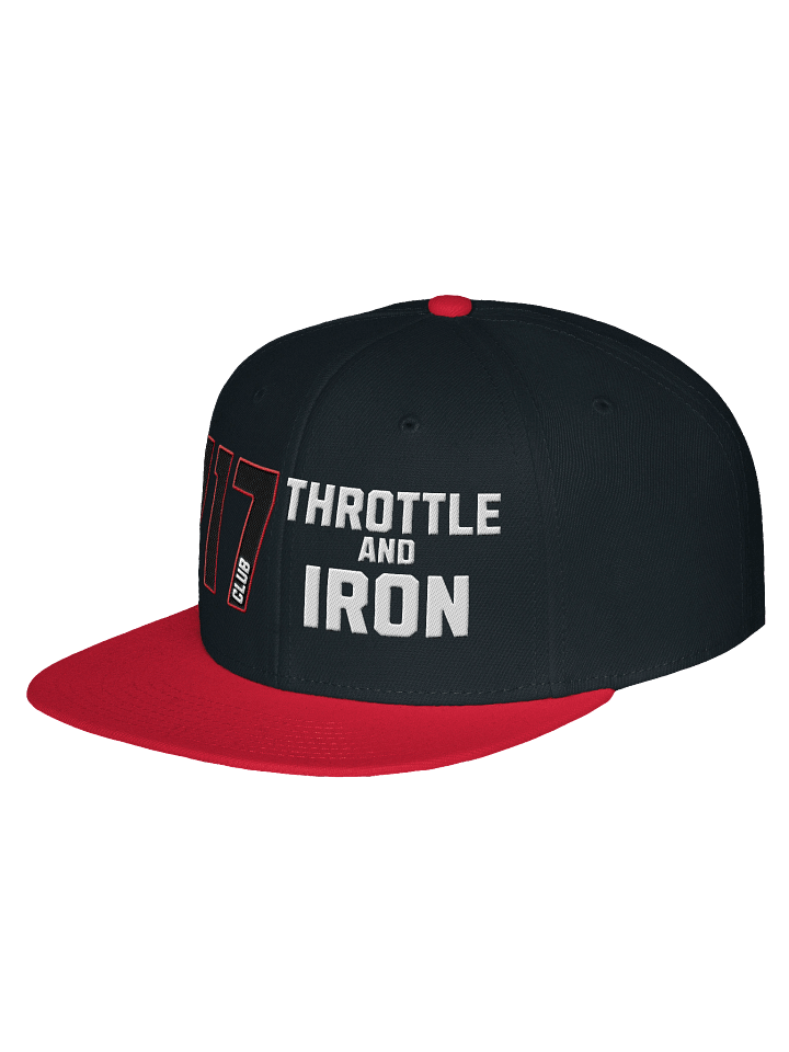 Club 117 Throttle & Iron Snapback Hat — Red Outline (HD) Edition product image (2)