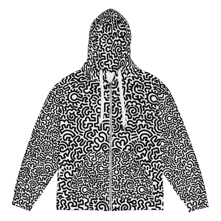 Black on White Doodle Zip Hoodie product image (1)
