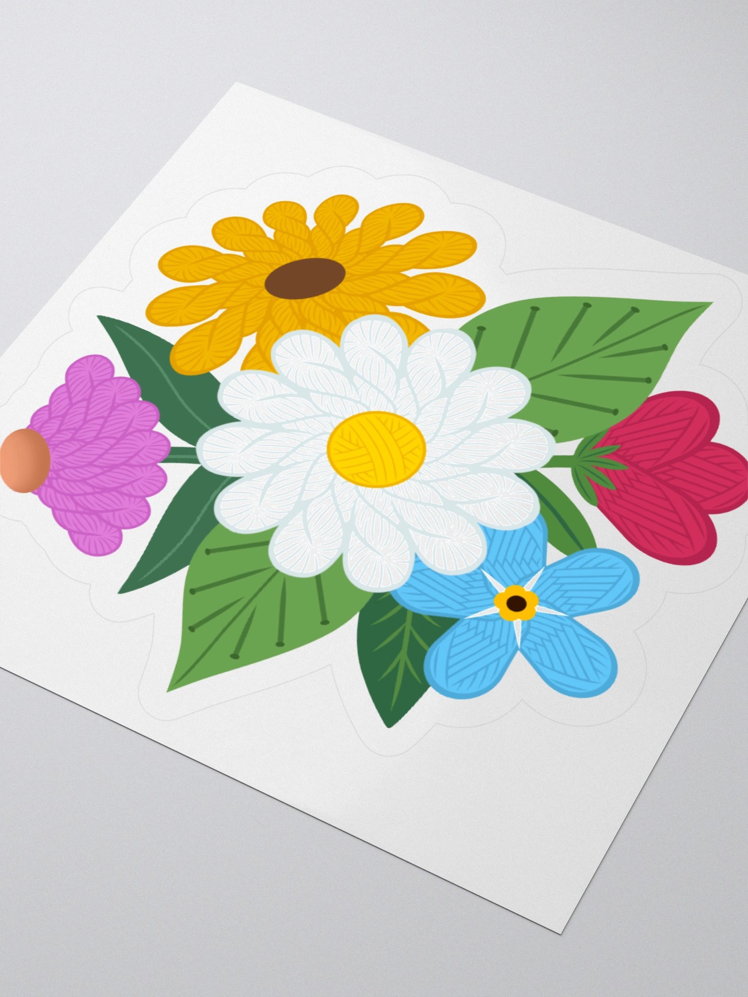 White Yarn Flower Cluster Sticker - Knitting product image (3)