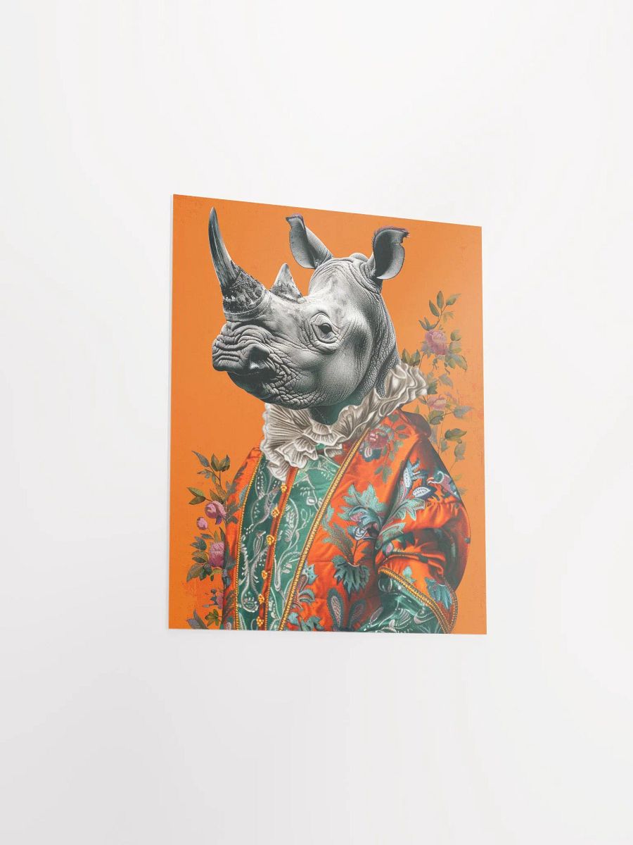 Rococo Rhino Portrait Burnt Orange Animal Fashion Art Print product image (11)