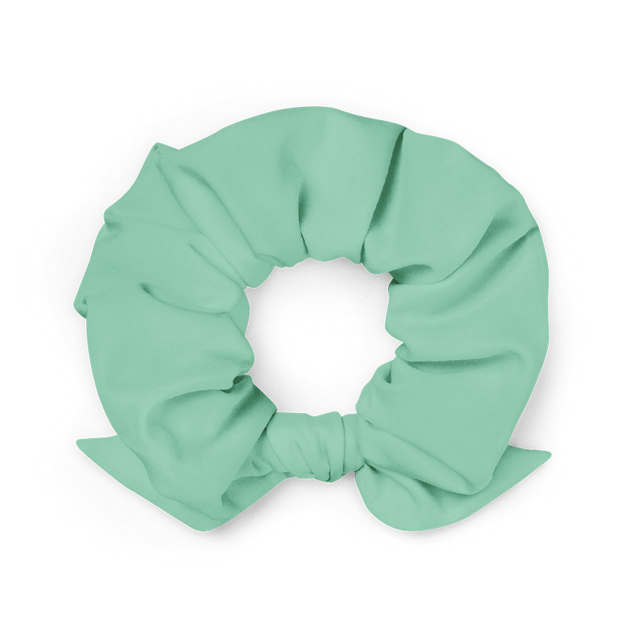 Caribbean Sea Blue Green Solid Color Eco Friendly Scrunchie with a Bow product image (2)