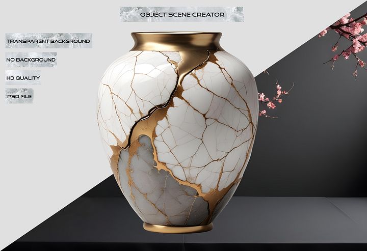 Kintsugi Grace – Crackle Vase PNG product image (2)