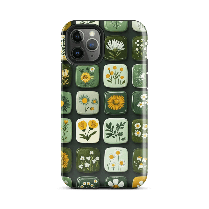 Green Botanical Flower Tiles - Tough Phone Case product image (2)