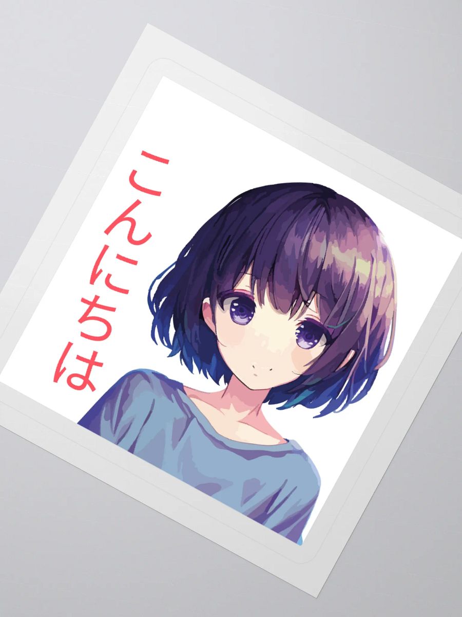 Cute Anime Girl Sticker - Japanese Konnichiwa Aesthetic Waterproof Decal product image (6)