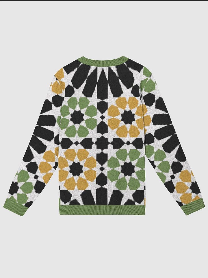 White Green Alhambra Mosaic Tile Knitted Classic Sweater product image (2)