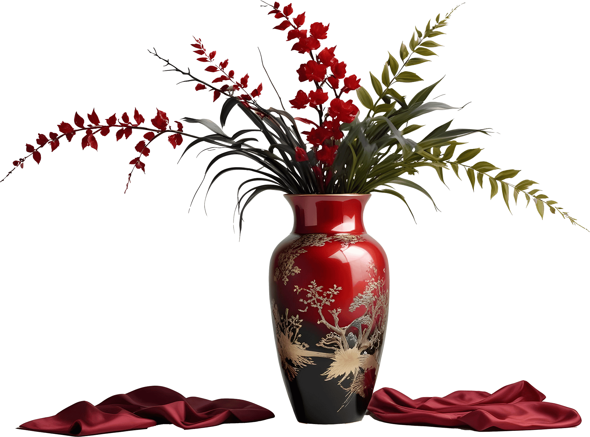 Chinese Porcelain Vase – Dramatic Red and Gold Elegance PNG product image (1)
