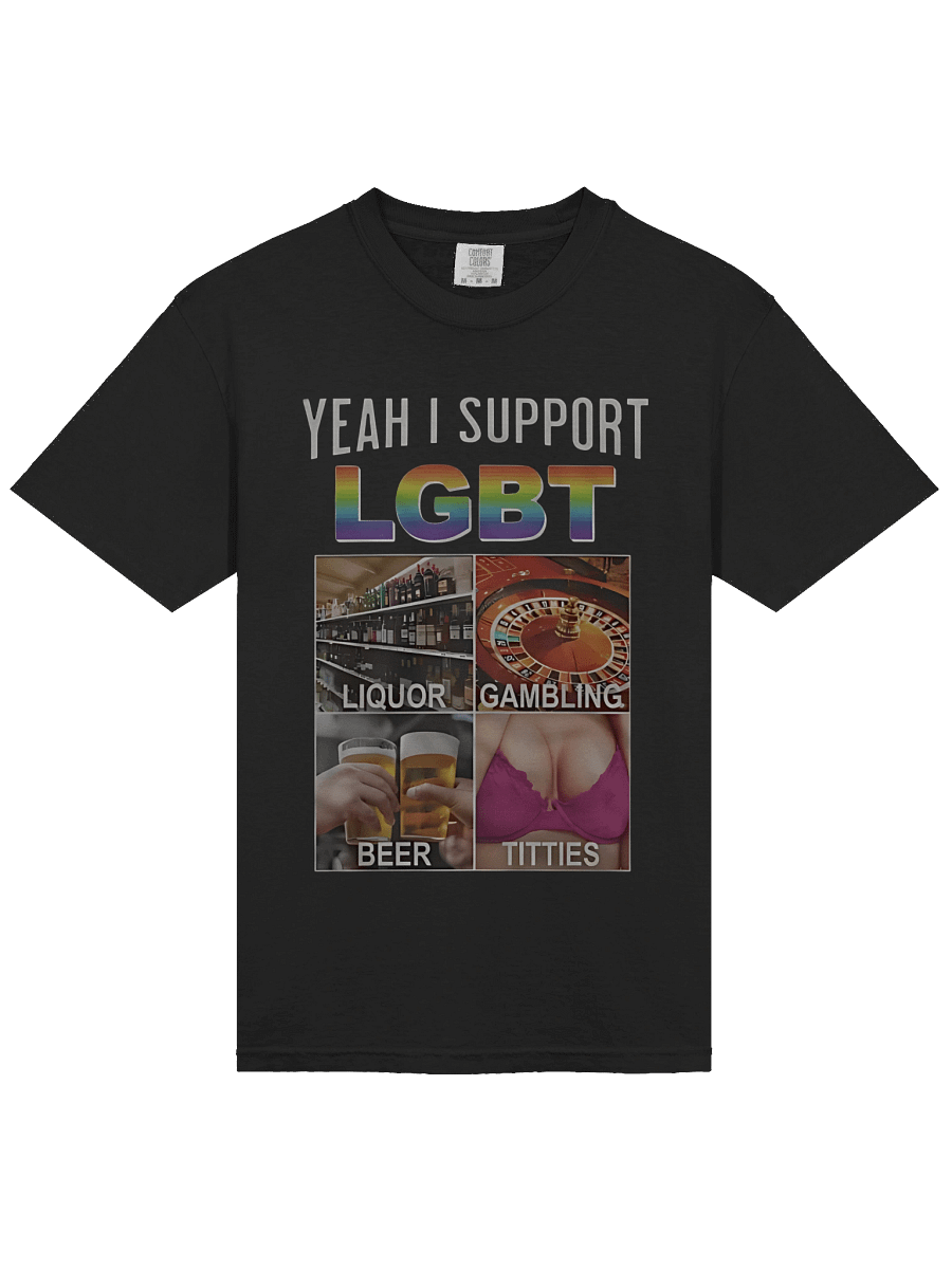 Funny LGBT Parody T-Shirt – Liquor, Gambling, Beer, Titties product image (2)