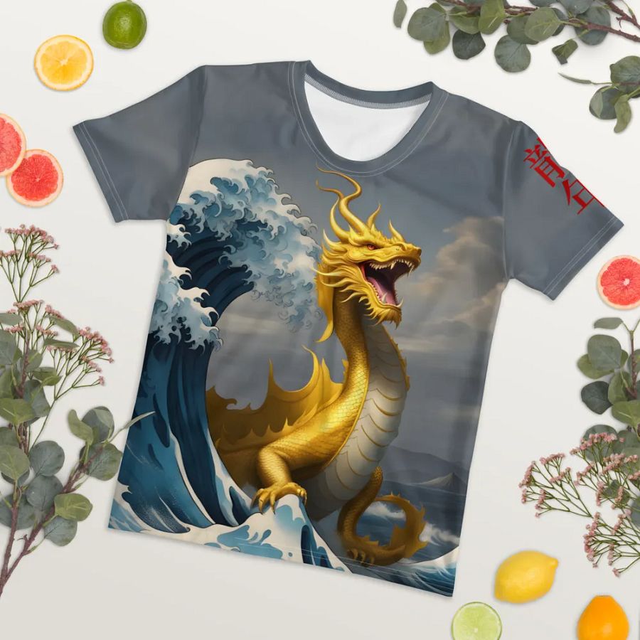 Dragon and the wave/ All-Over Print Women's Crew Neck T-Shirt by Sublicolor product image (5)