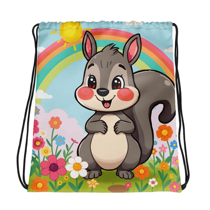 Rainbow Squirrel All-Over Drawstring Adventure Bag product image (1)