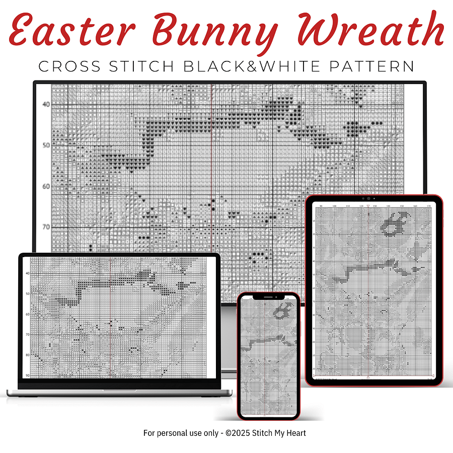 Easter Bunny Wreath Cross Stitch Pattern product image (4)