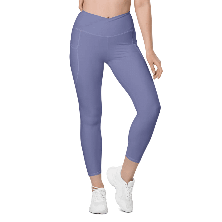 Plain Purple Soft Summer Women's High Waisted Premium Crossover Leggings with Pockets by Treasure Pie product image (2)