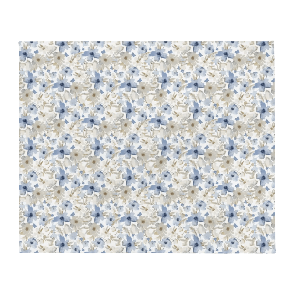 Blue Grey Flowers Blanket product image (2)