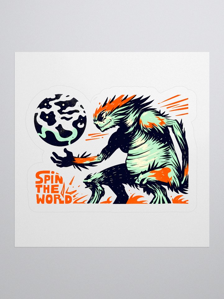 Fiery Beast Spins the World: Cosmic Art Sticker product image (1)
