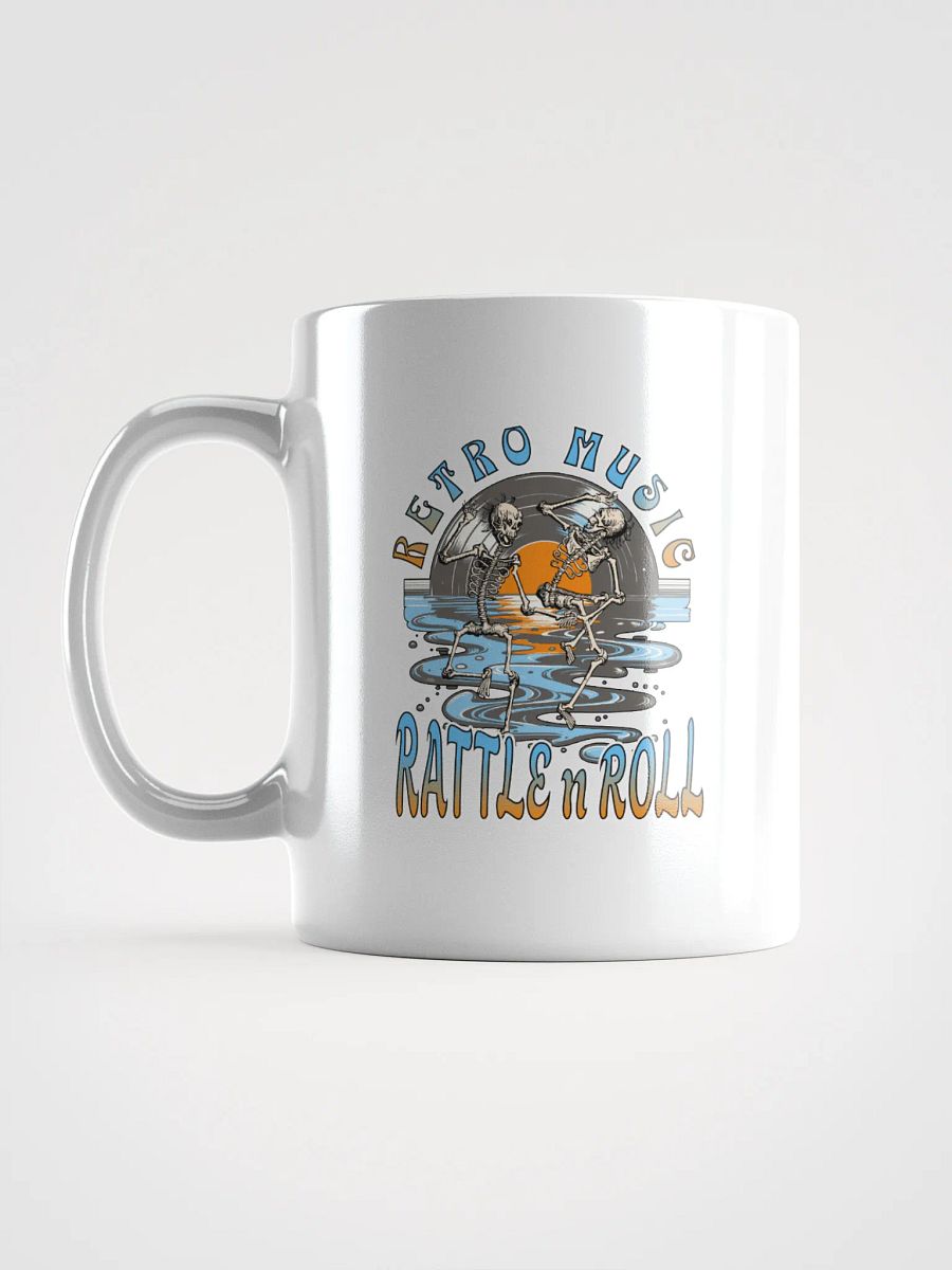 Retro Music Rattle n Roll Skeletons White Glossy Mug product image (1)