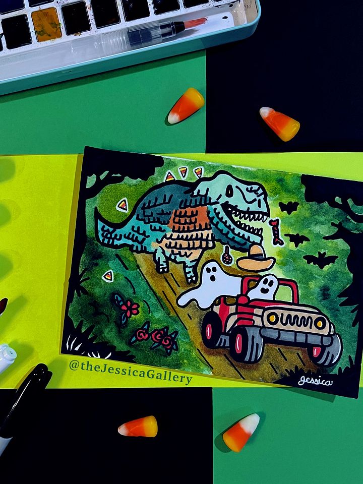 Dino Piñata Pursuit Art Print product image (2)