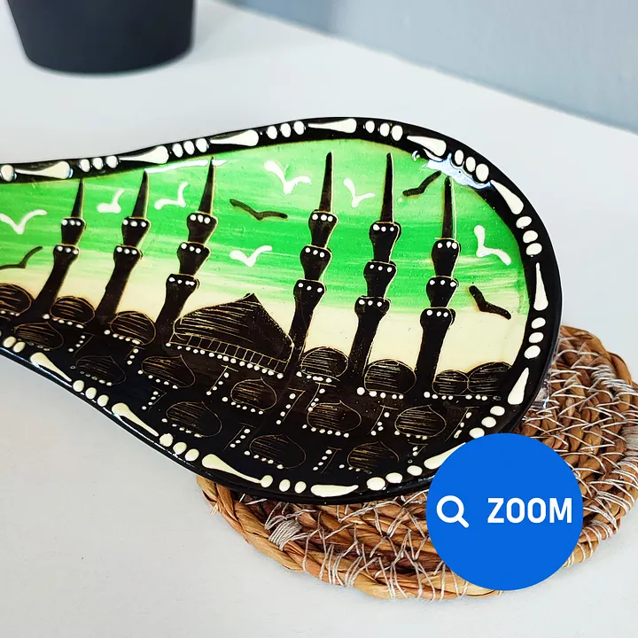 Handmade ceramic spoon rest, Istanbul (Green) — handmade pottery product image (2)