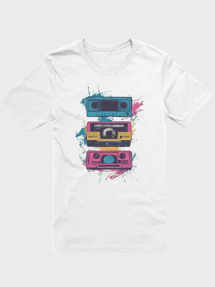 Retro Cassette Stack (Black/white T-shirt) product image (1)