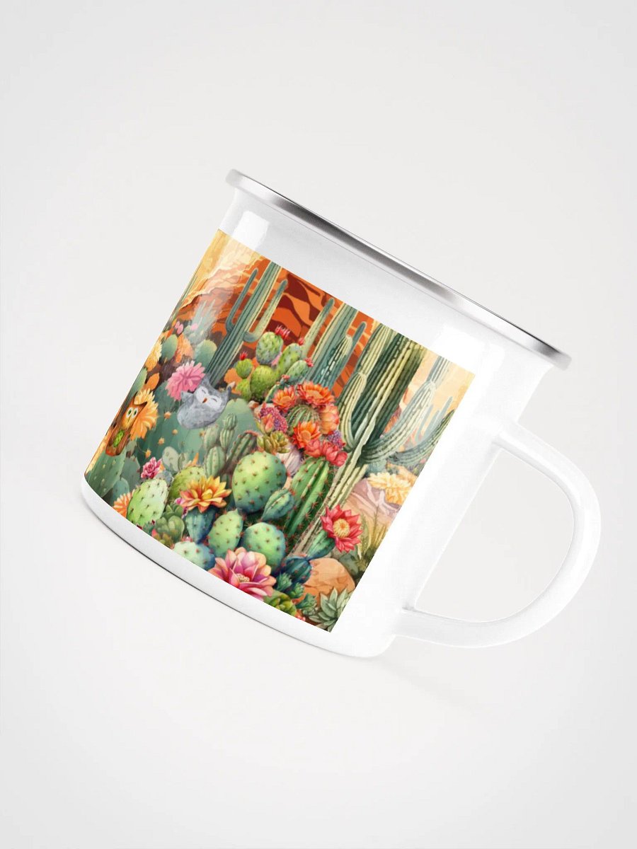 Desert Bloom: A Tale of Resilience Enamel Mug | Durable Outdoor Drinkware product image (5)