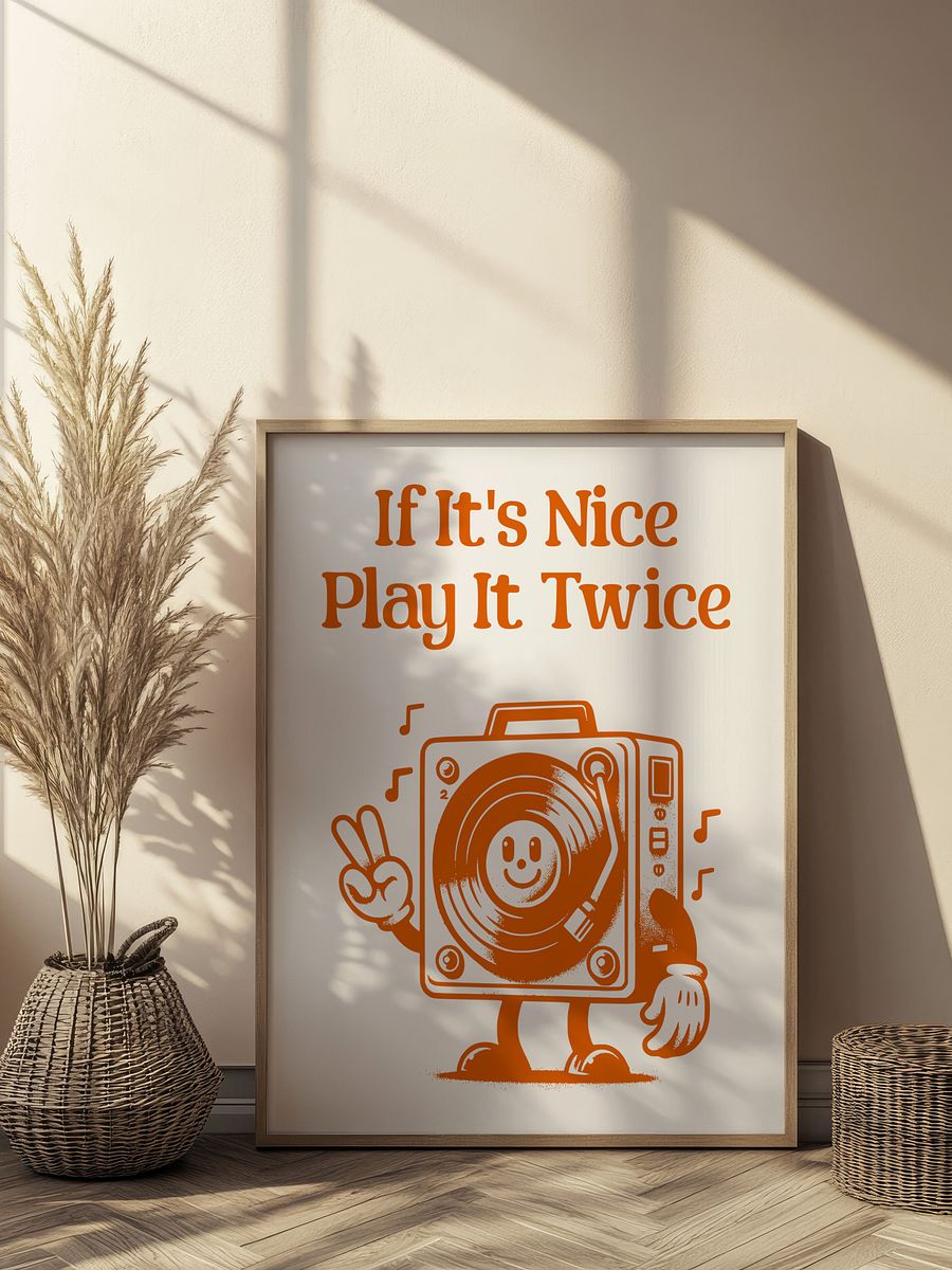 If It's Nice Play It Twice Vinyl Player Mascot Retro Art Print product image (9)