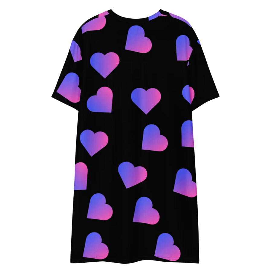 Love Pattern Pink Hearts on Black Background Ladies T Shirt Dress product image (7)