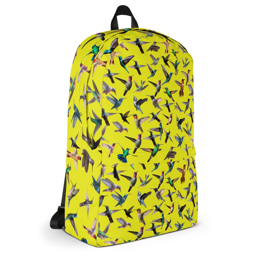 Vibrant yellow Hummingbird All-Over Backpack for moms students friends product image (11)