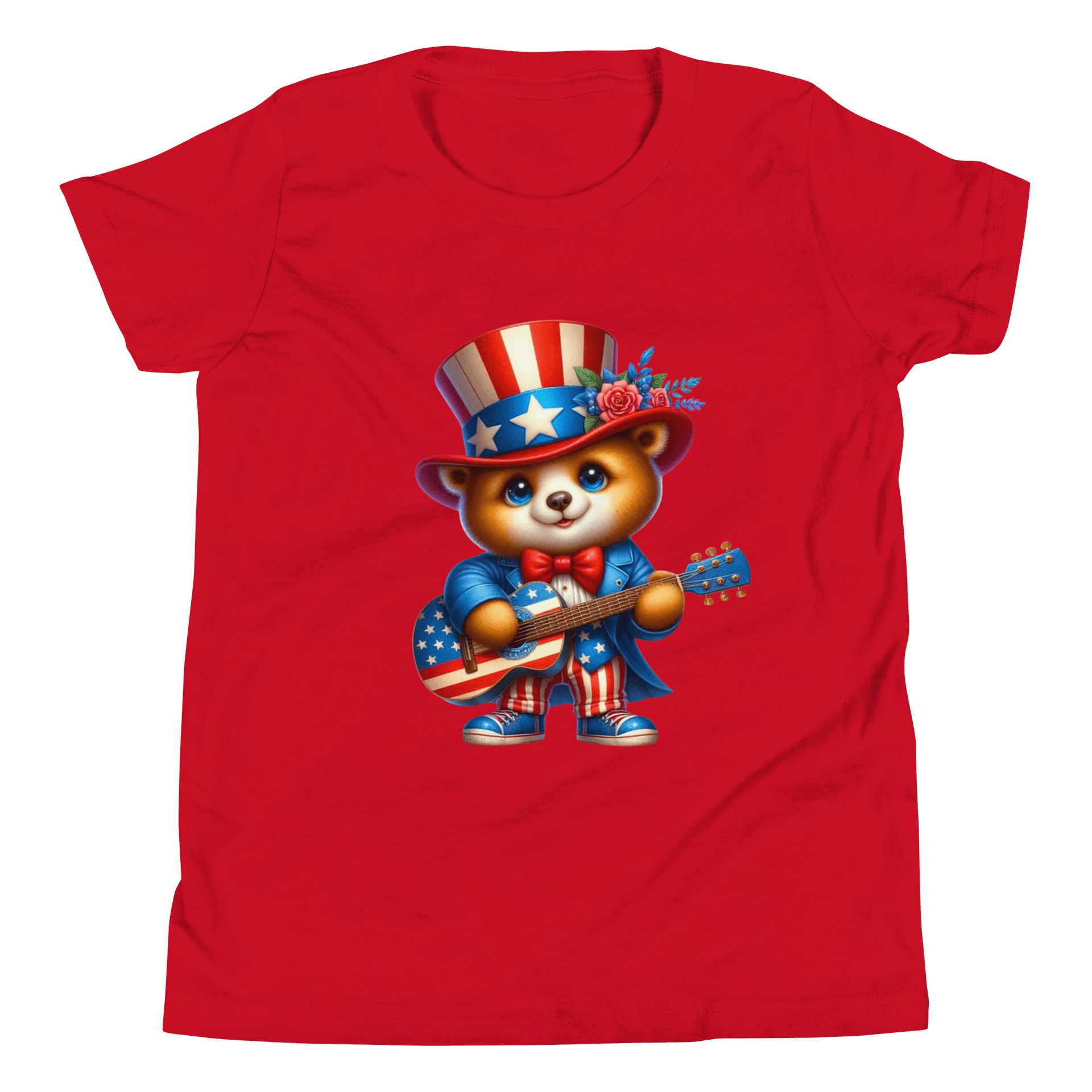 Patriotic Bear Guitarist Youth T-Shirt product image (1)