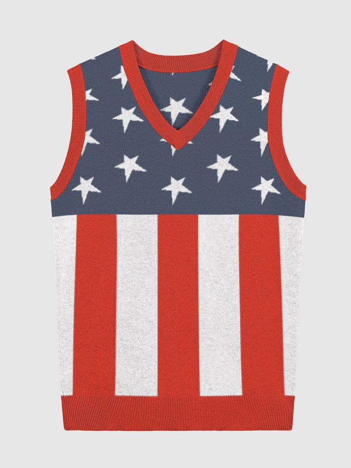 Star-Spangled Knitted V-Neck Vest product image (1)