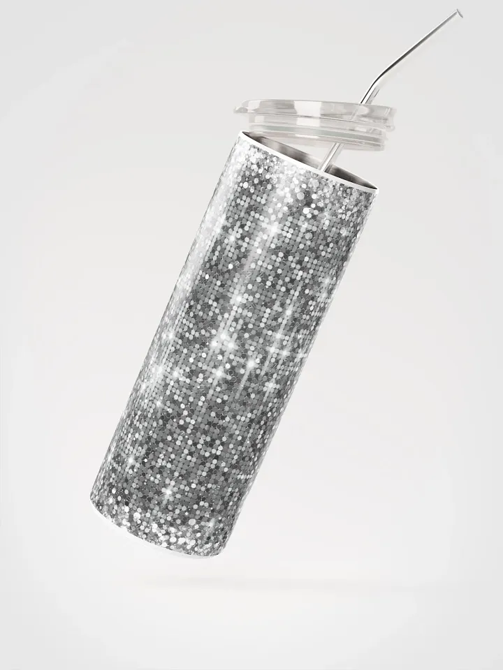 Shining Silver Glitter Stainless Steel Tumbler | Eco-Friendly 20oz with Reusable Straw product image (2)